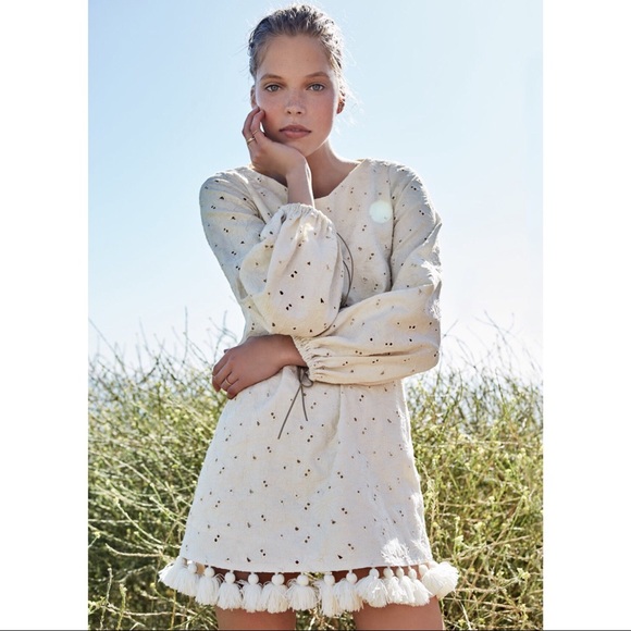 Mar The Jack bell sleeve tassel trim mini dress